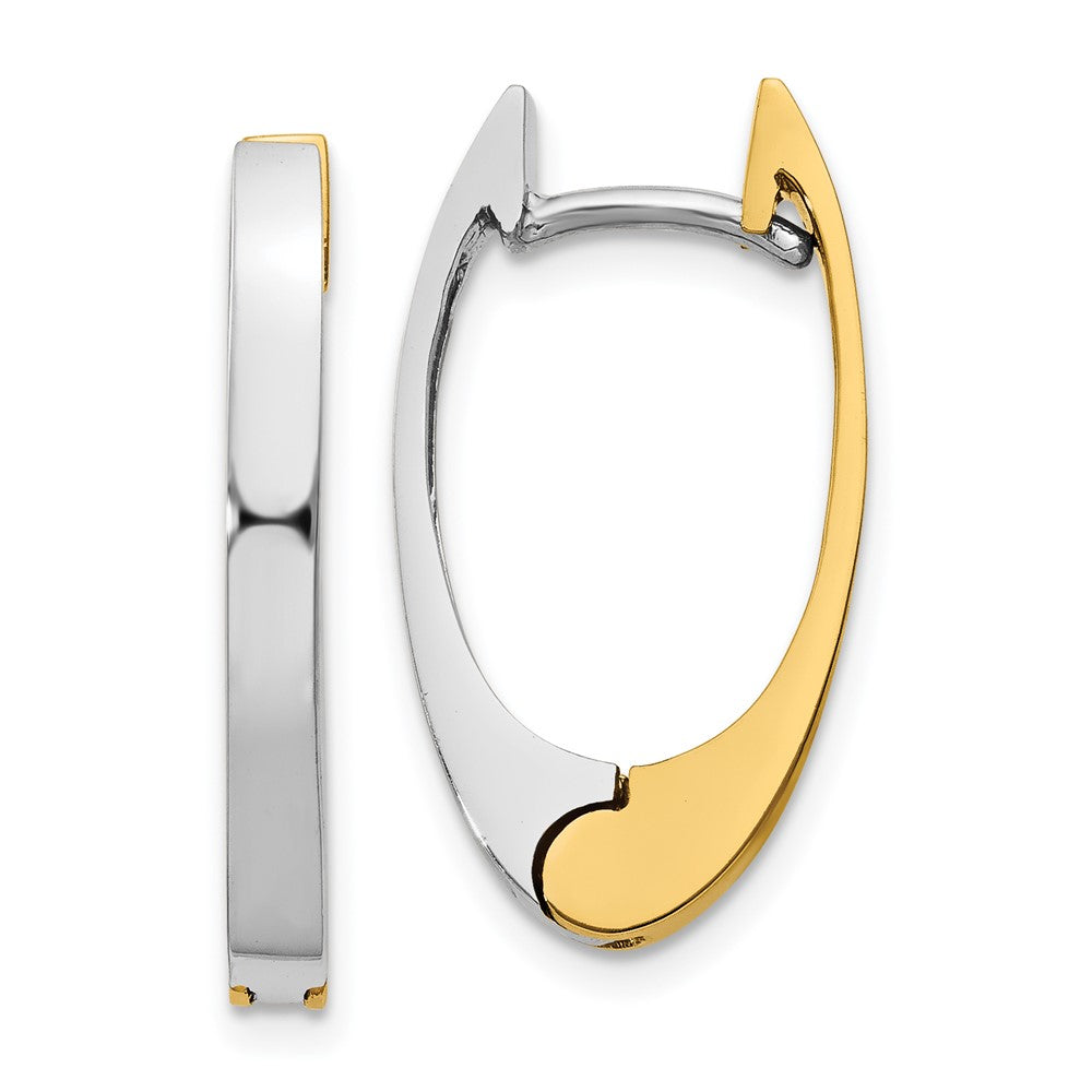 14k Two-tone 3 mm V Shaped Hinged Hoop Earrings (4.4 grams)