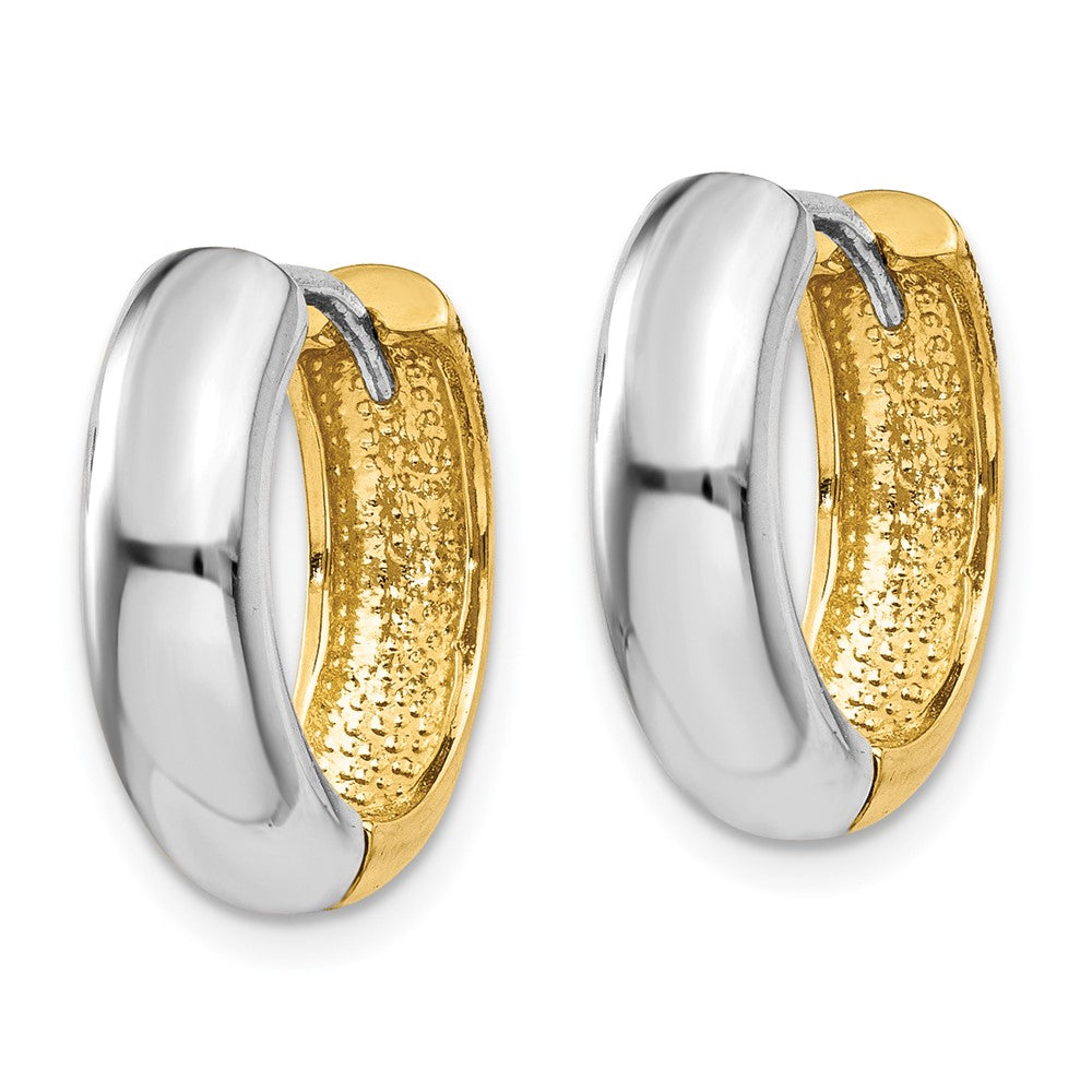 14k Two-tone 4.5 mm Two-tone Huggie Earrings (3.94 grams)