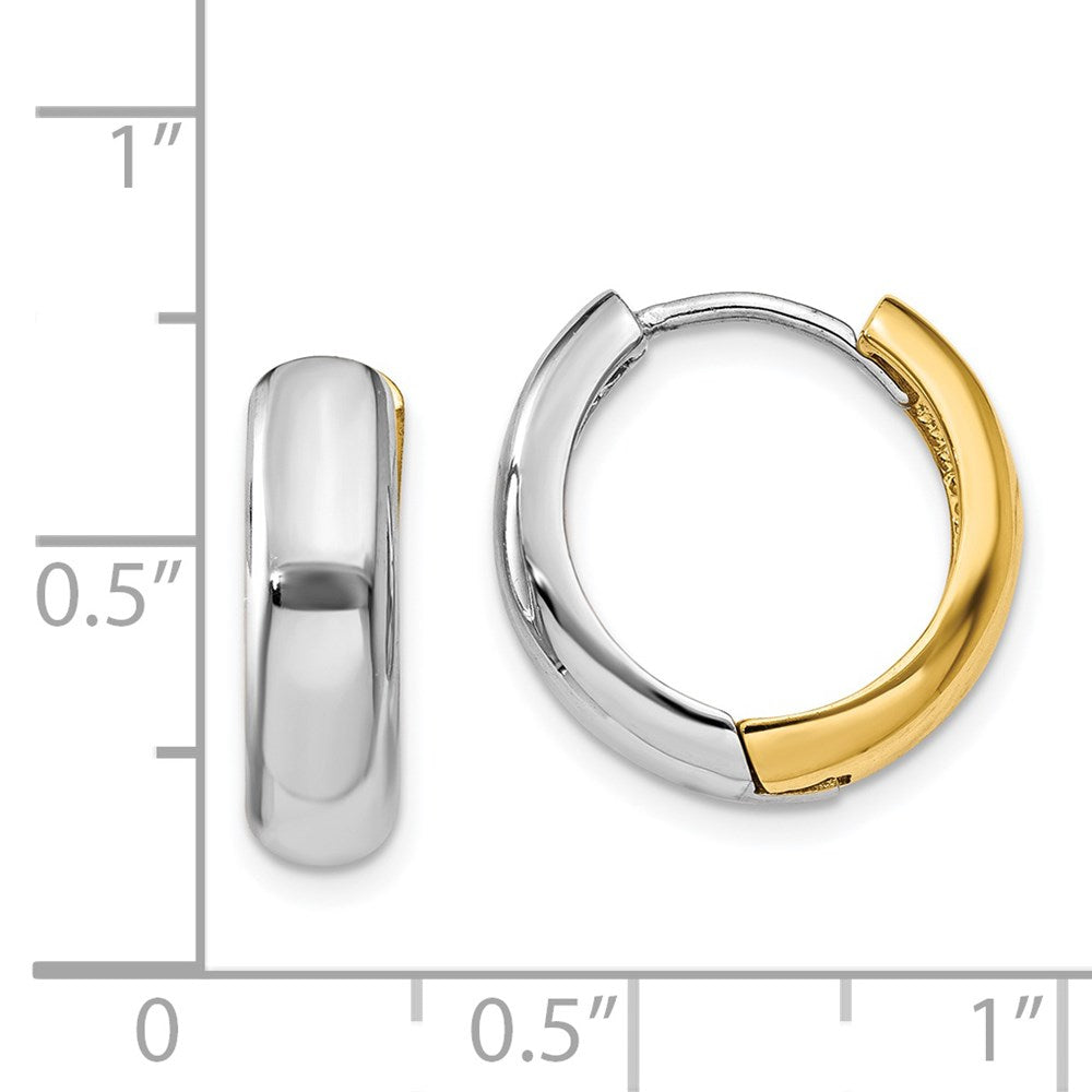 14k Two-tone 4.5 mm Two-tone Huggie Earrings (3.94 grams)