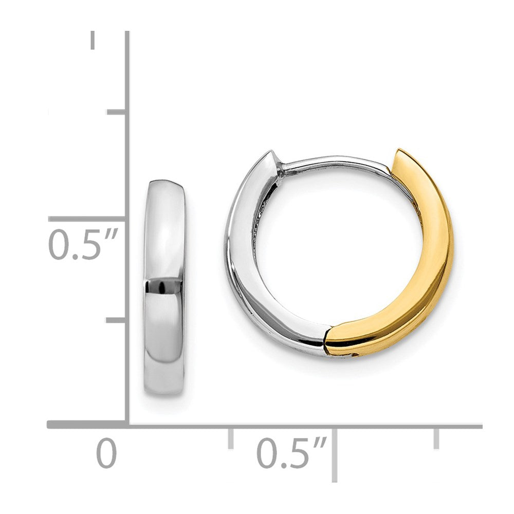 14k Two-tone 2.5 mm Round Hinged Hoop Earrings (1.99 grams)