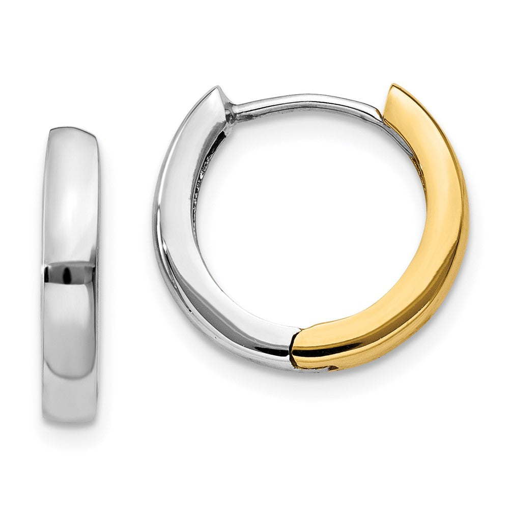 14k Two-tone 2.5 mm Round Hinged Hoop Earrings (1.99 grams)
