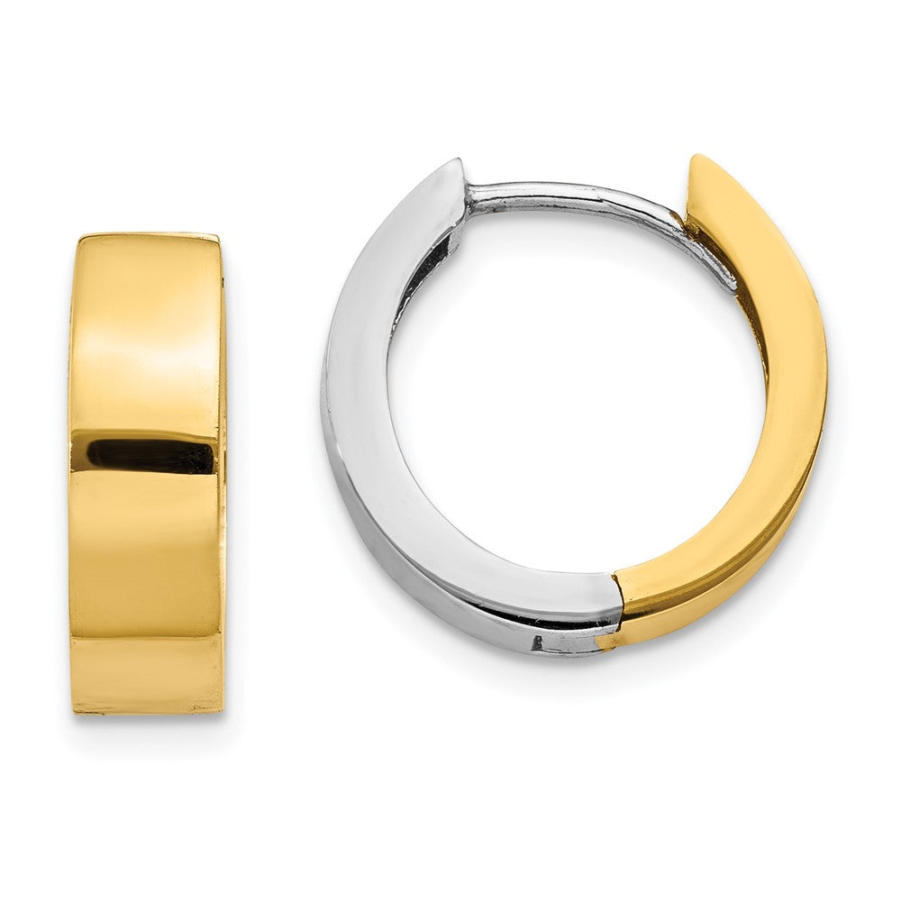 14k Two-tone 4.5 mm Round Hinged Hoop Earrings (2.82 grams)