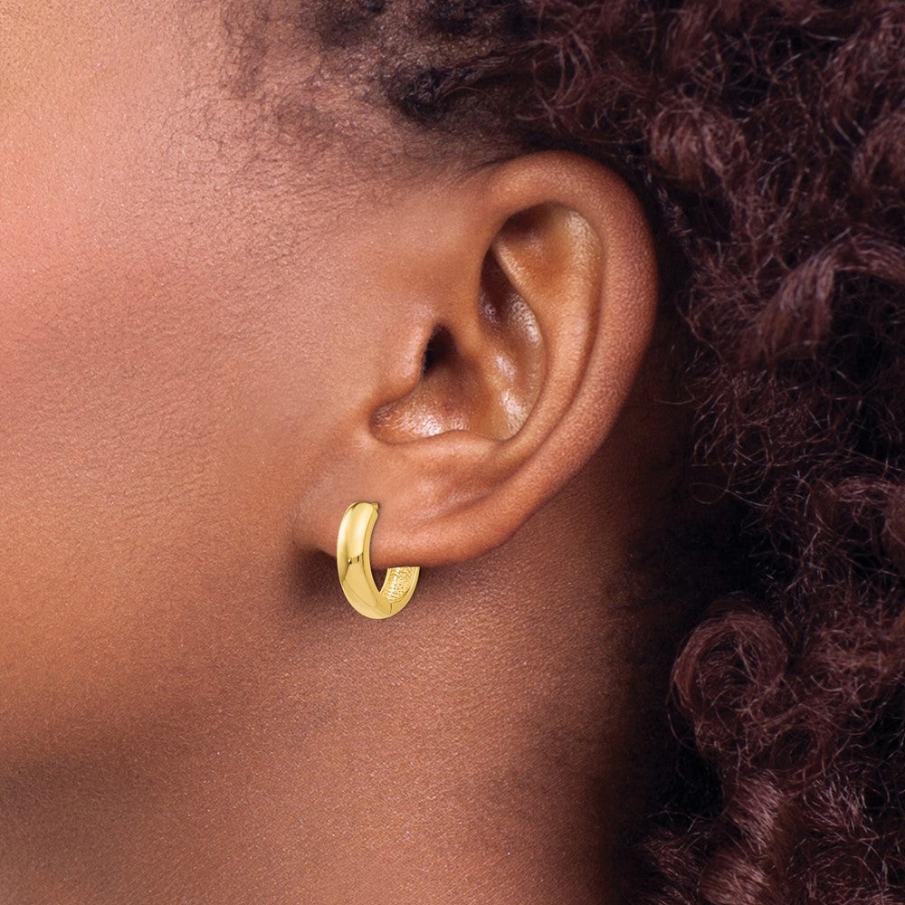 14k Yellow Gold 4 mm Round Hinged Hoop Earrings (3.64 grams)