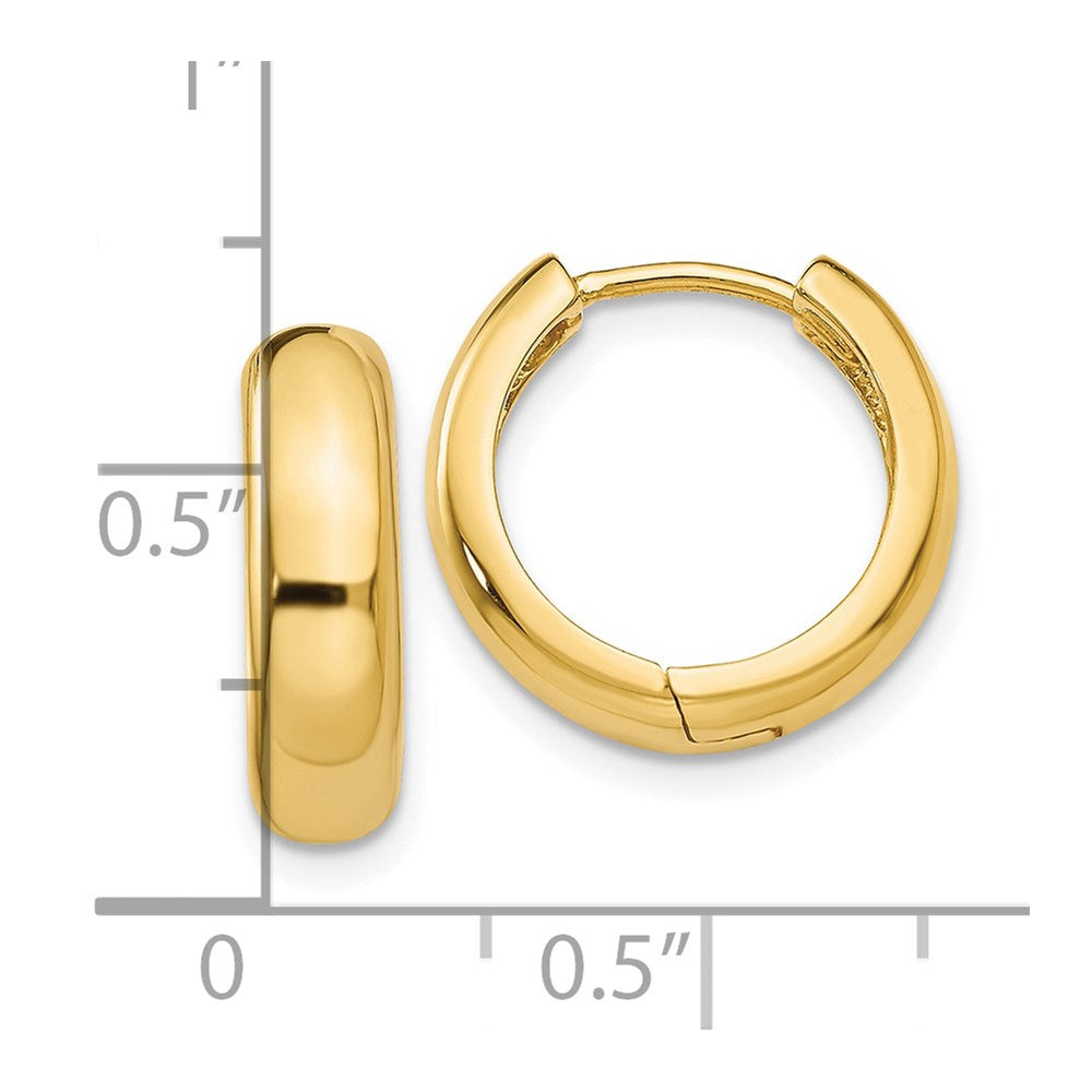 14k Yellow Gold 4 mm Round Hinged Hoop Earrings (3.64 grams)