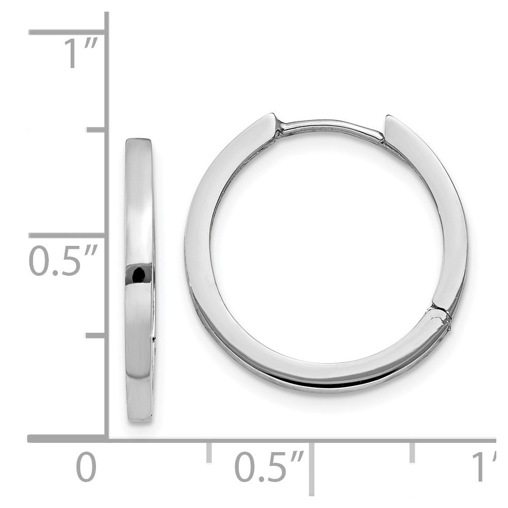 14k White Gold 2 mm Hinged Hoop Earrings (2.25 grams)