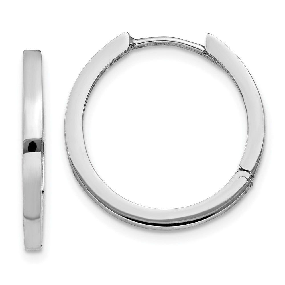 14k White Gold 2 mm Hinged Hoop Earrings (2.25 grams)