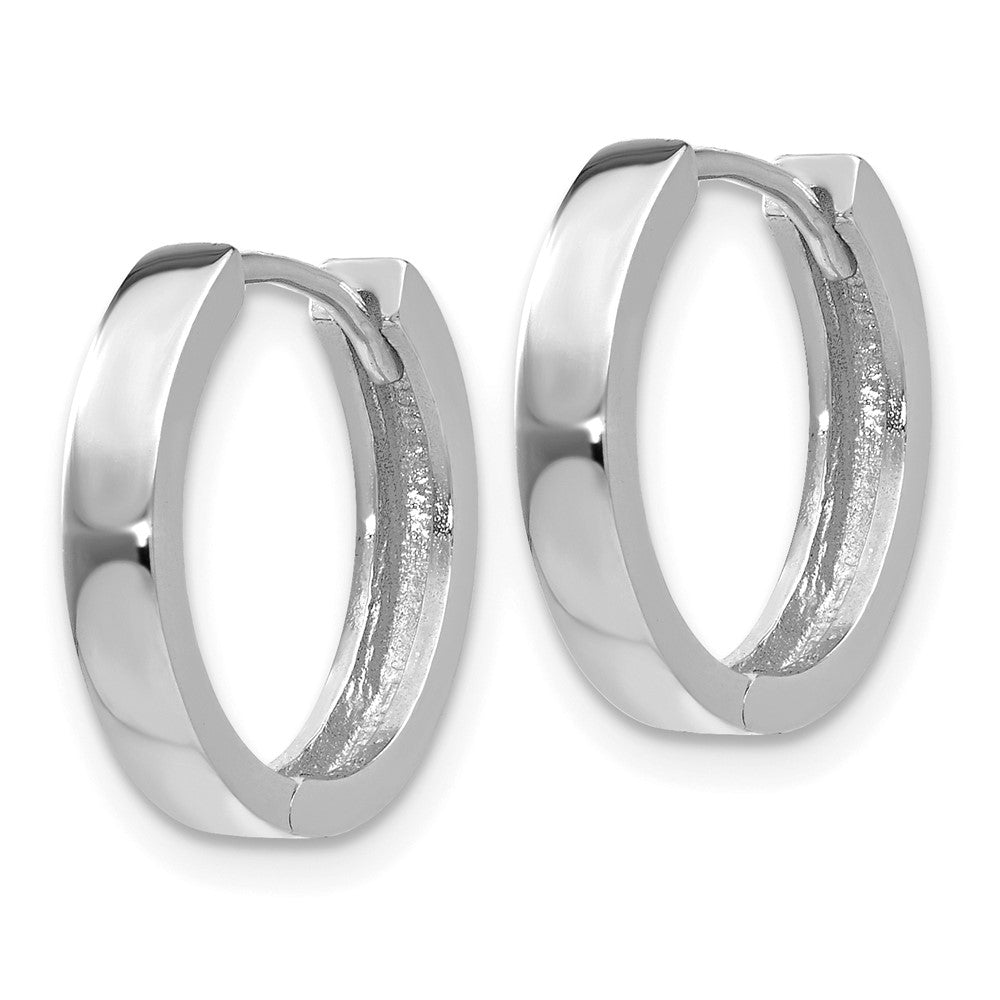 14k White Gold 3 mm Round Hinged Hoop Earrings (2 grams)