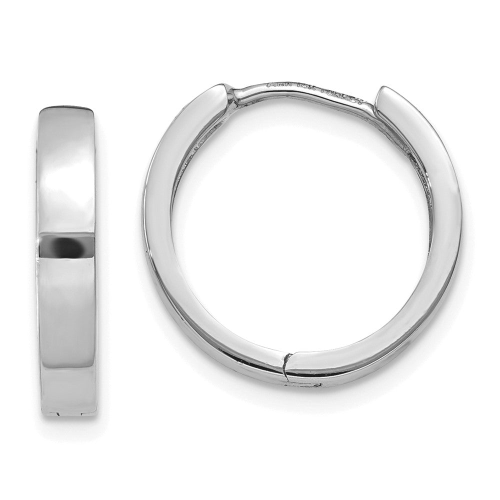14k White Gold 3 mm Round Hinged Hoop Earrings (2 grams)