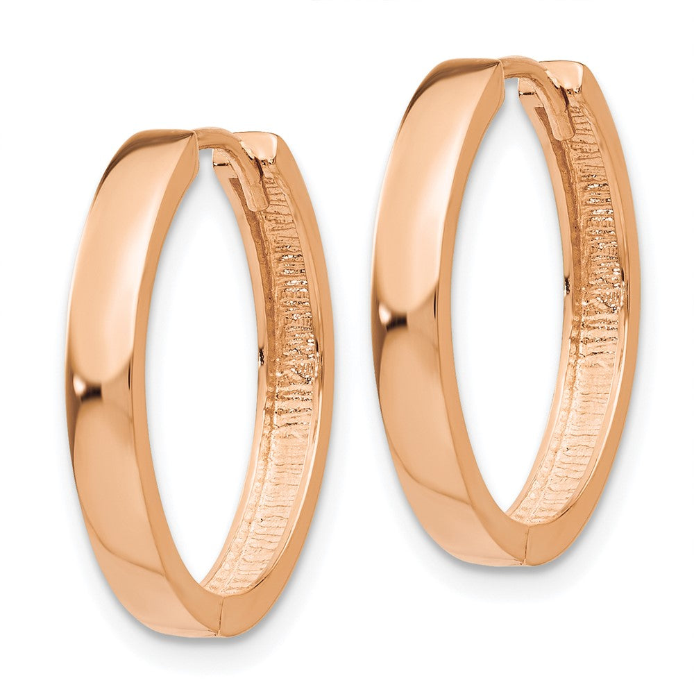 14k Rose Gold 3 mm Rose Gold Hinged Hoop Earrings (2.64 grams)