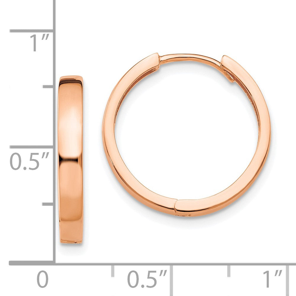 14k Rose Gold 3 mm Rose Gold Hinged Hoop Earrings (2.64 grams)