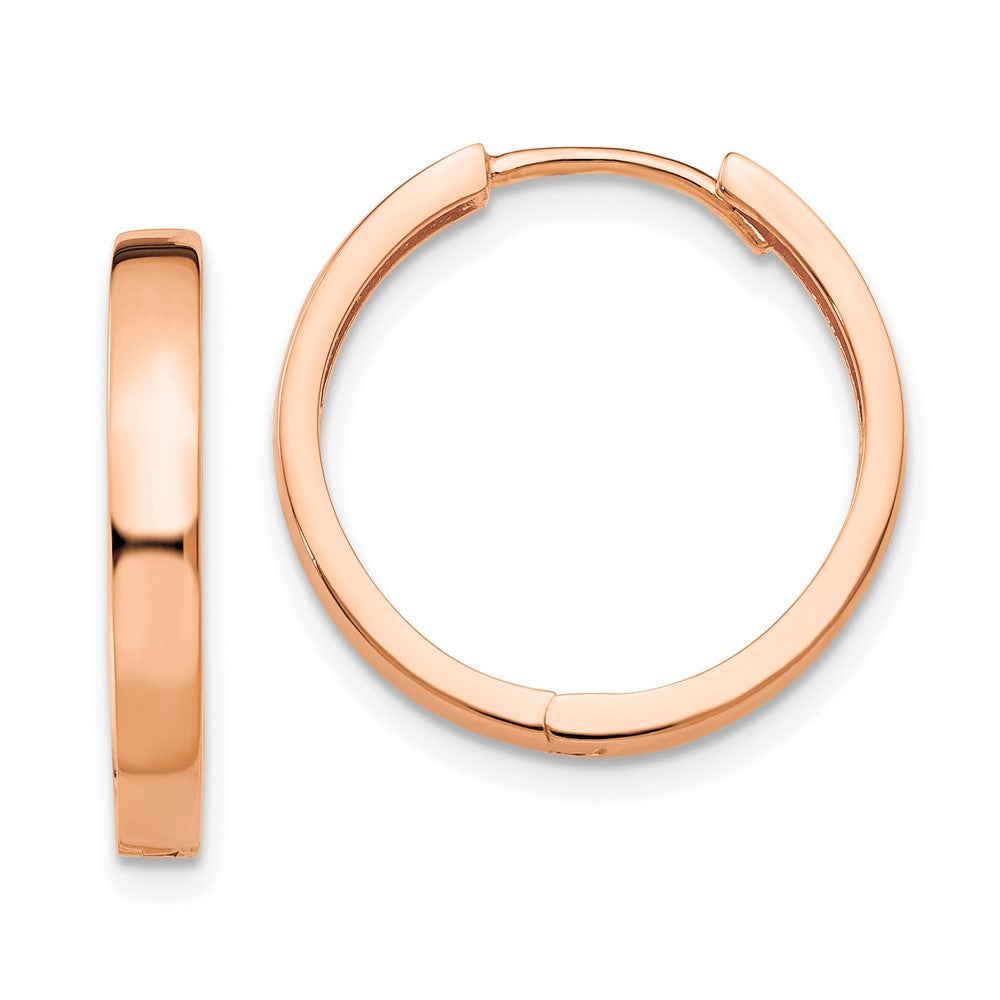 14k Rose Gold 3 mm Rose Gold Hinged Hoop Earrings (2.64 grams)