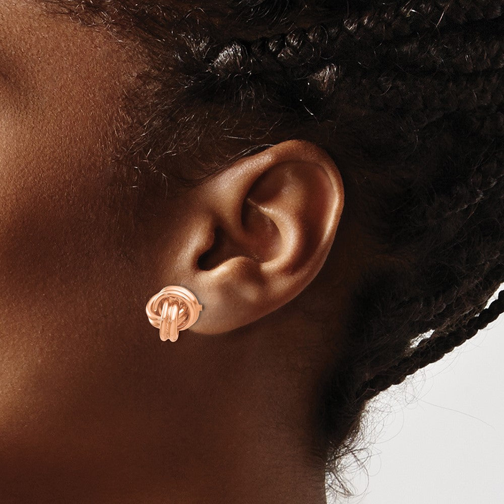 14k Rose Gold 7 mm Polished Love Knot Post Earrings (1.37 grams)