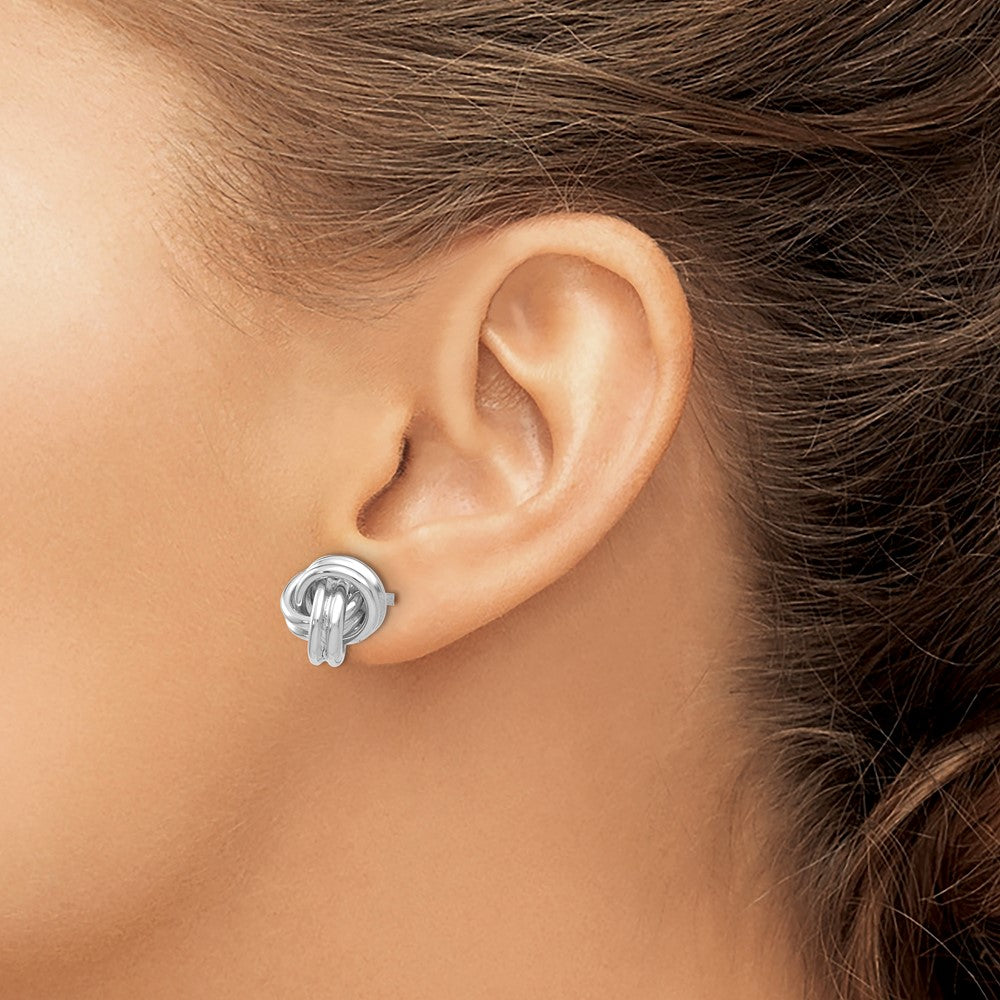 14k White Gold 7 mm Polished Love Knot Post Earrings (1.37 grams)
