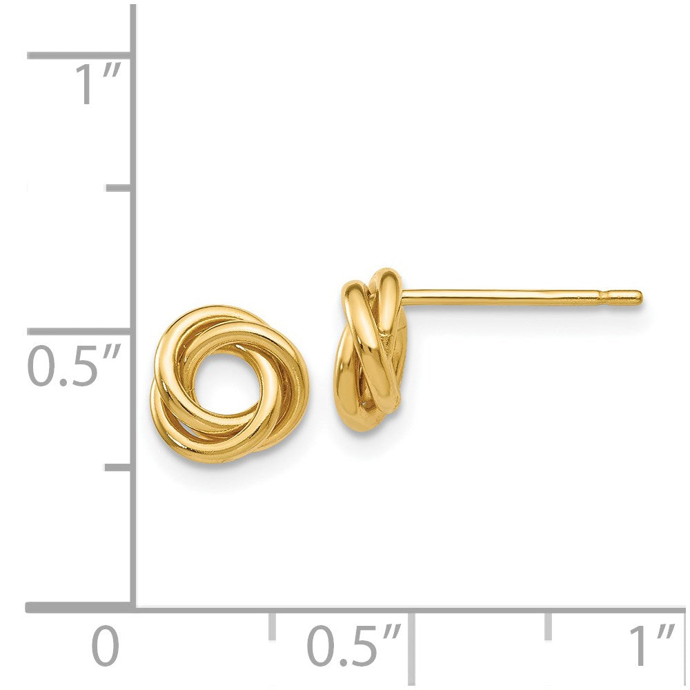14k Yellow Gold 8 mm Polished Knot Post Earrings (0.87 grams)