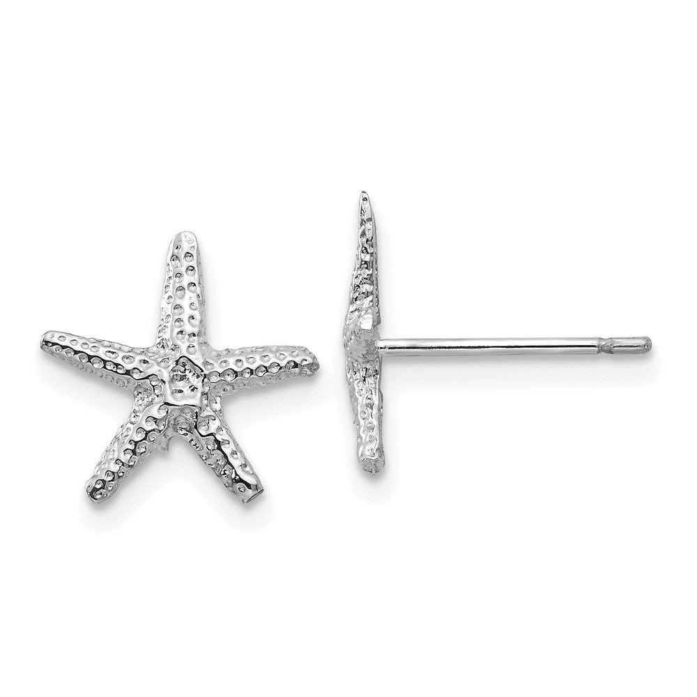 14k White Gold 11 mm Starfish Post Earrings (0.95 grams)