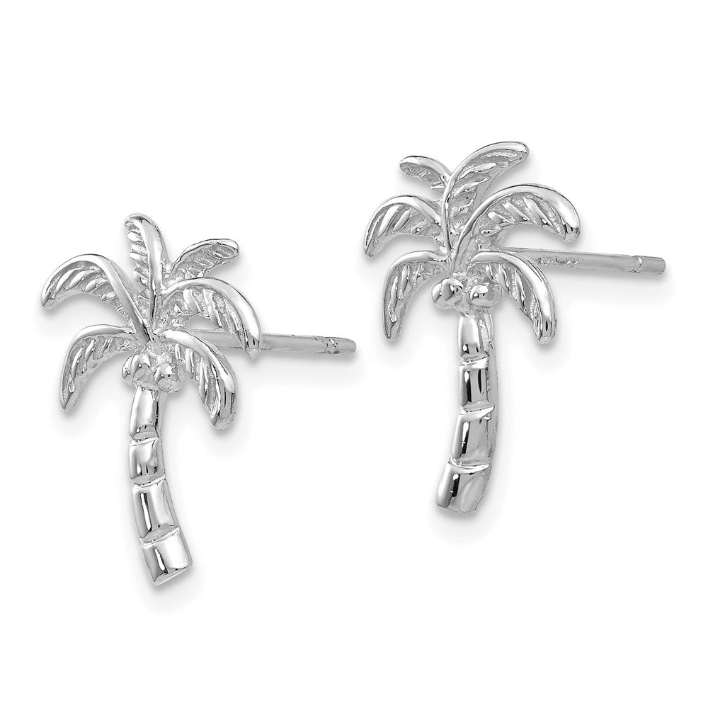 14k White Gold 11 mm Palm Tree Post Earrings (1.24 grams)