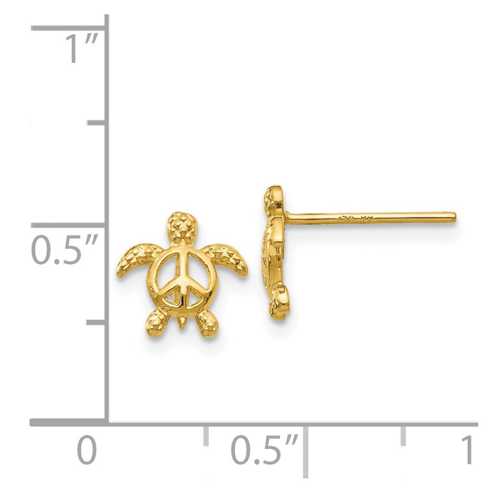 14k Yellow Gold 8 mm Peace Turtle Post Earrings (0.66 grams)