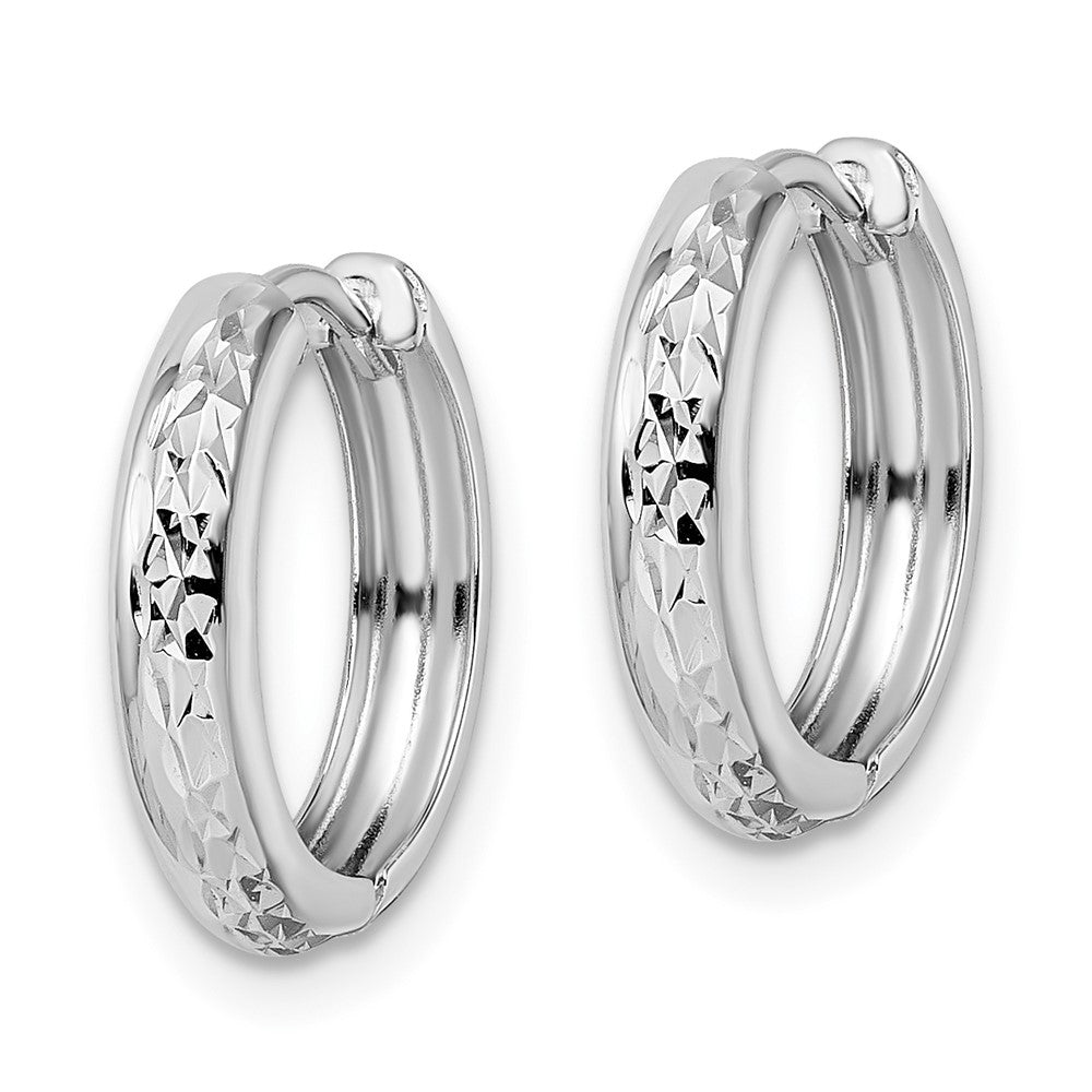 14k White Gold 15.2 mm Hinged Hoop Earrings (1.39 grams)