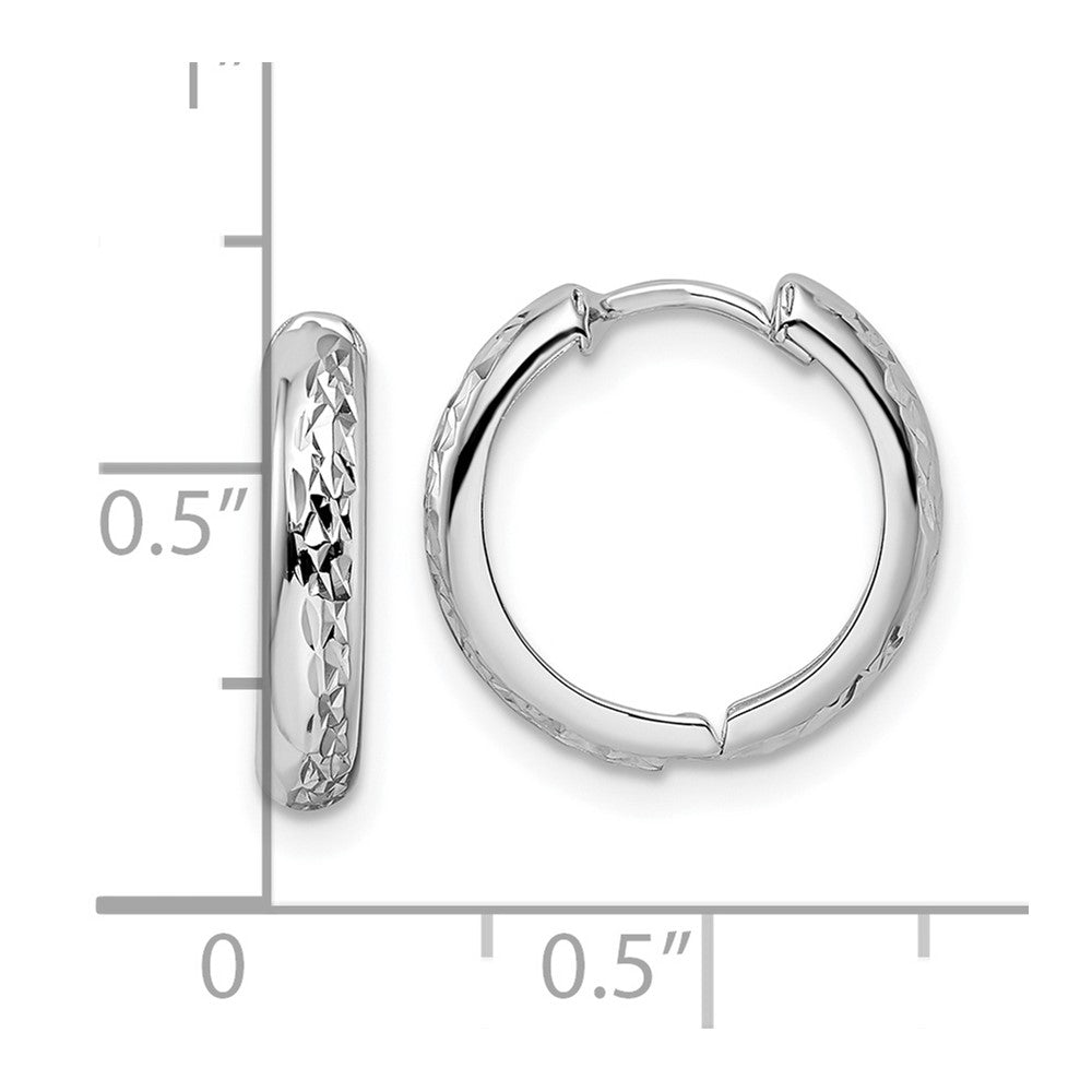 14k White Gold 15.2 mm Hinged Hoop Earrings (1.39 grams)