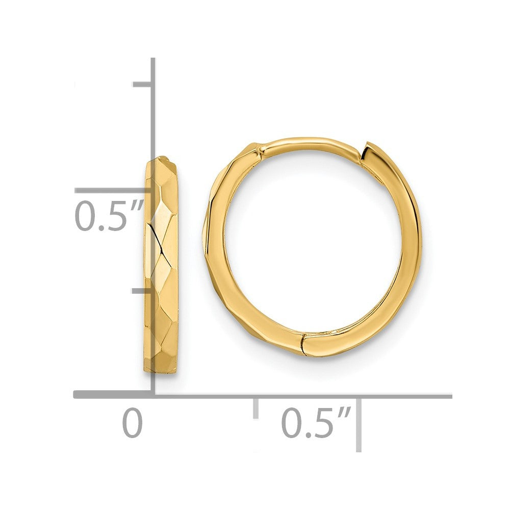 14k Yellow Gold 13.85 mm Hinged Hoop Earrings (1.48 grams)