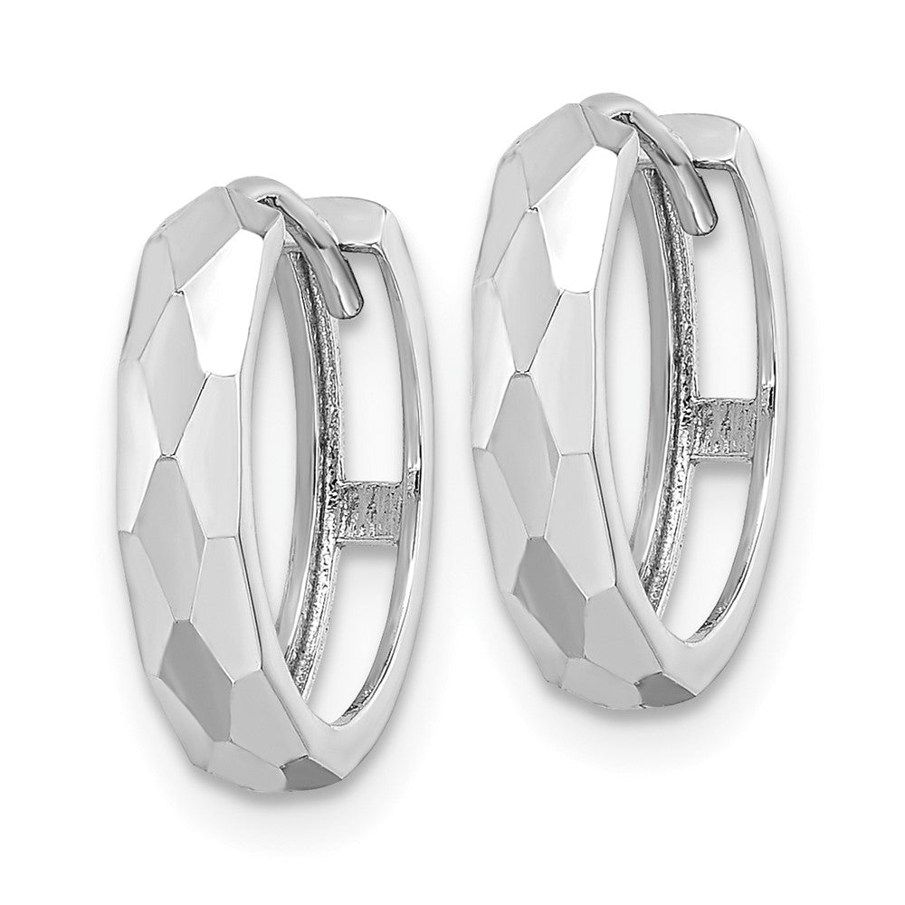 14k White Gold 14.45 mm Hinged Hoop Earrings (1.77 grams)