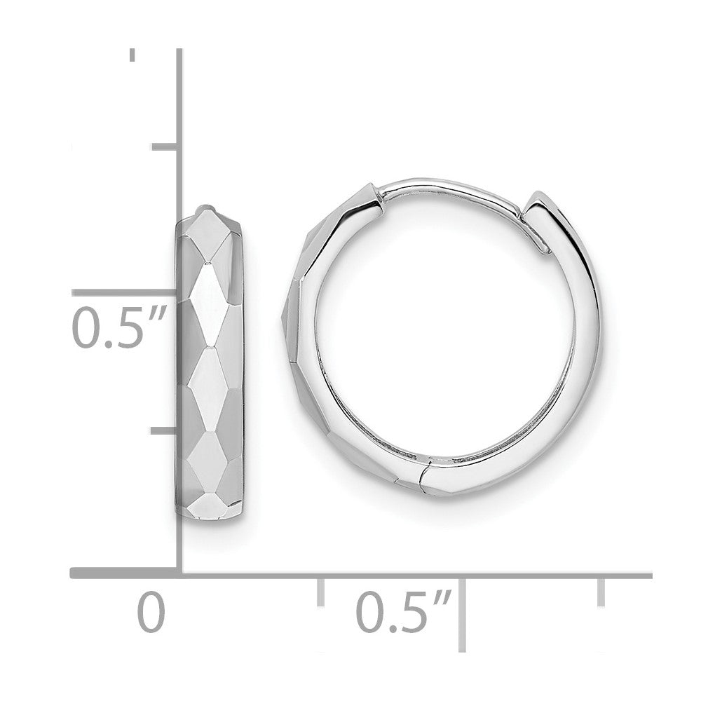 14k White Gold 14.45 mm Hinged Hoop Earrings (1.77 grams)