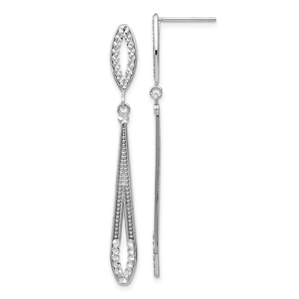 14k White Gold 5 mm Diamond-cut Dangle (1.97 grams)
