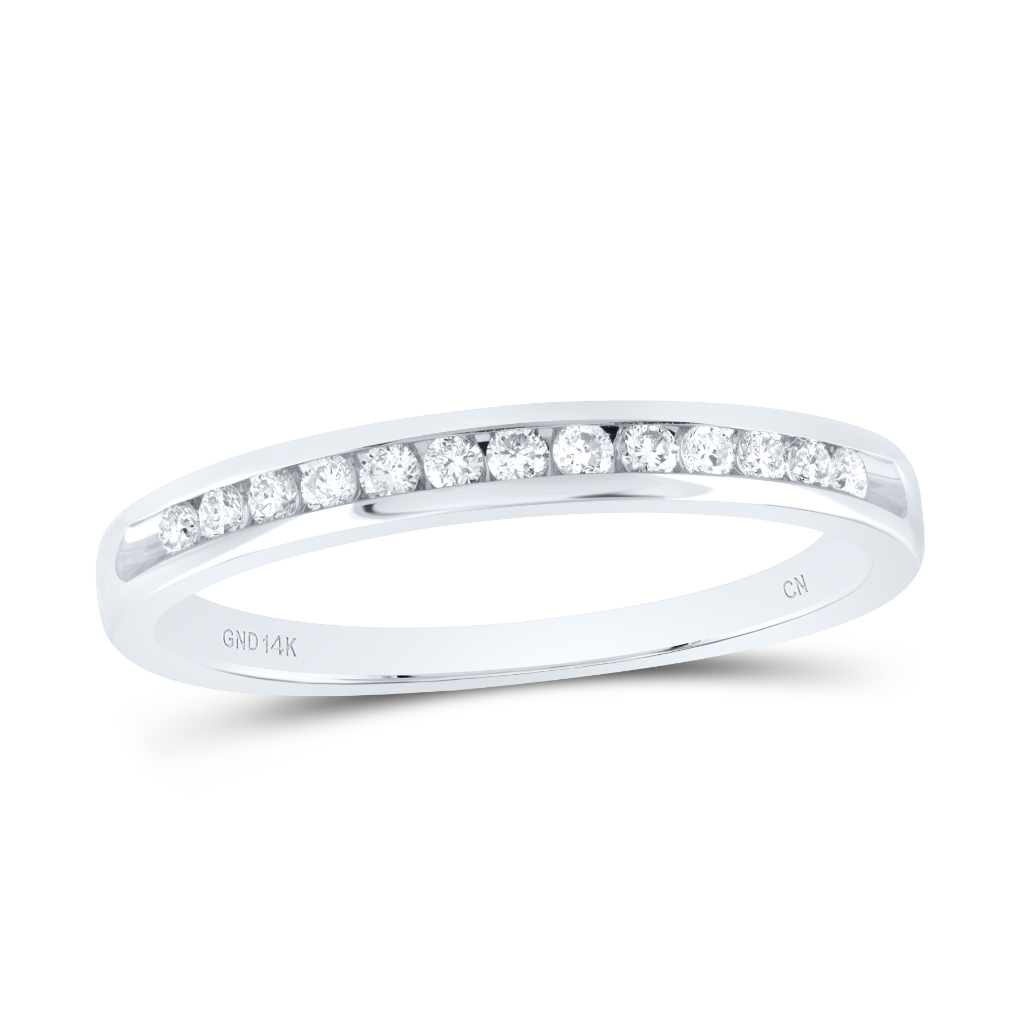 14Kt White Gold 1/6Ctw Diamond Accuset Ladies Band (1.7 grams)