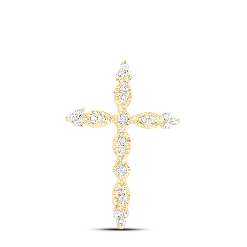 10Kt Yellow Gold 1/12Ctw-Dia Nk Gift Cross Pendant (0.88 grams)
