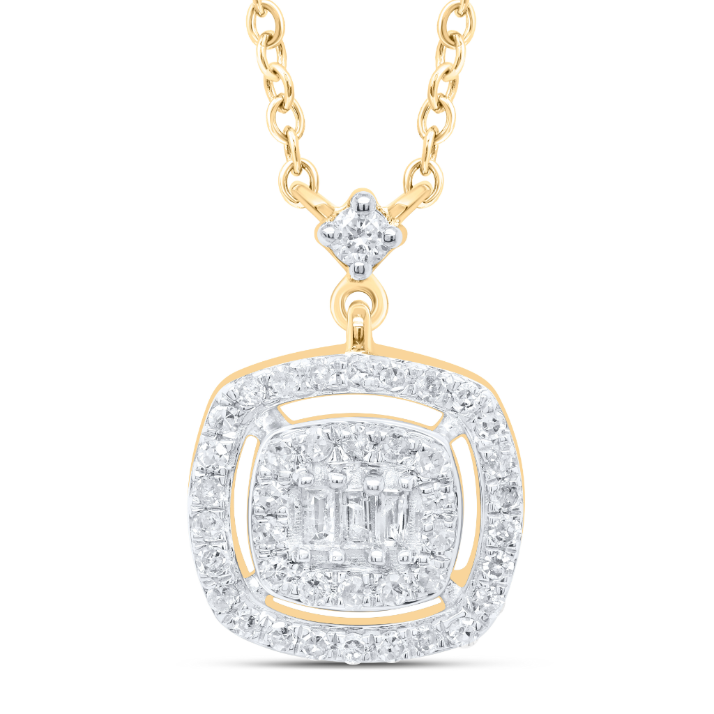 10Kt Gold 1/4Ctw-Diamond Gift Cushion Necklace (18 Inch)