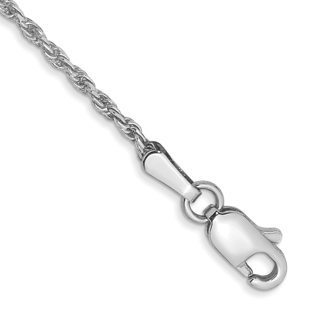 14k WG 1.30mm D/C Machine-made Rope Chain Bracelet (1.45 grams)