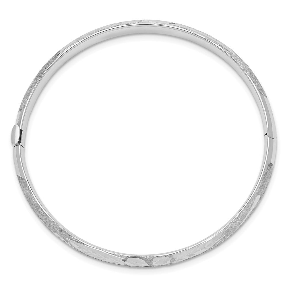 14k White Gold 5 mm 3/1 White Gold Florentine Hinged Baby Bangle (4.6 grams)