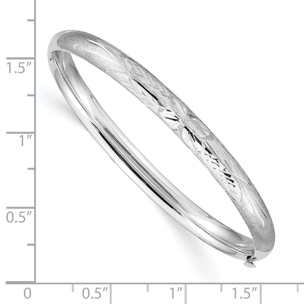 14k White Gold 5 mm 3/1 White Gold Florentine Hinged Baby Bangle (4.6 grams)