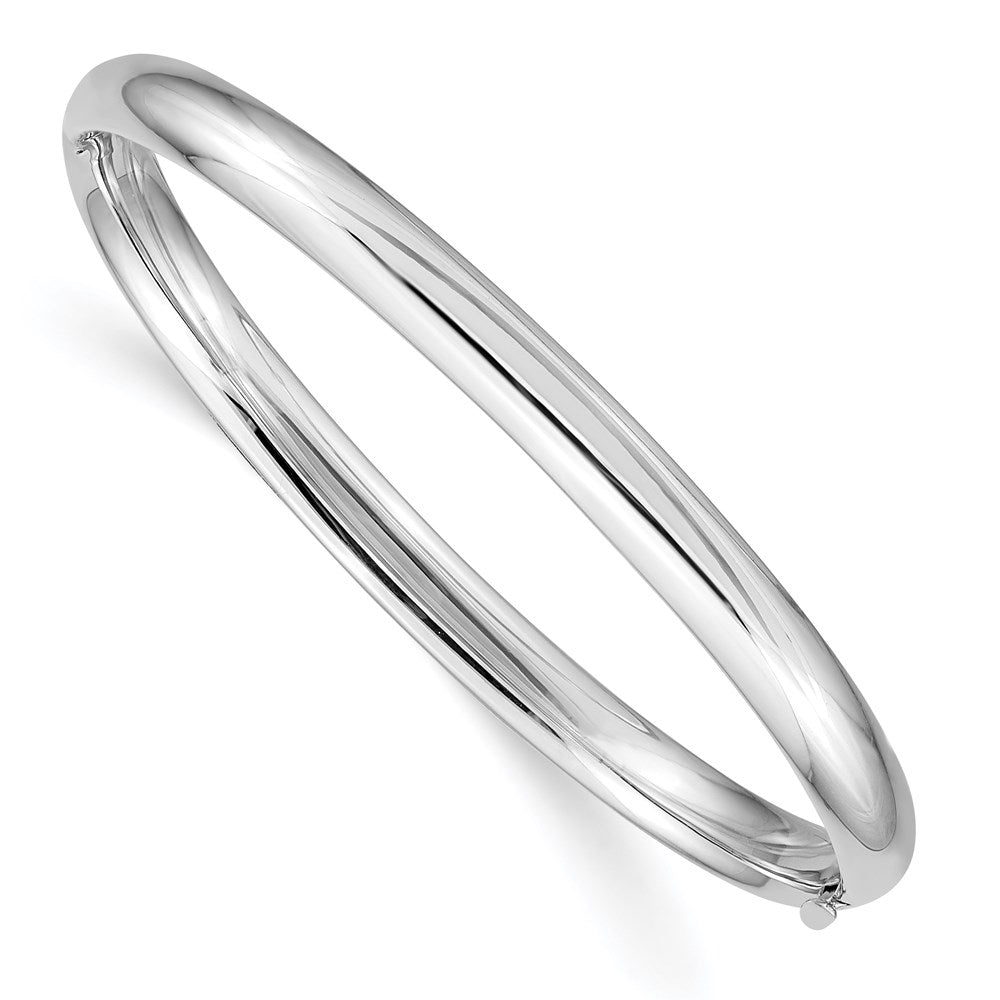 14k White Gold 5 mm 3/1 White Gold Hinged Baby Bangle (4.23 grams)