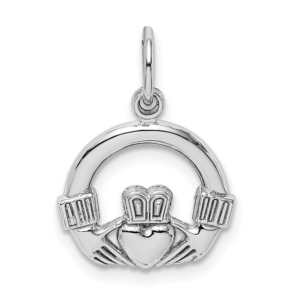 14k White Gold 14 mm Claddagh Charm (0.97 grams)