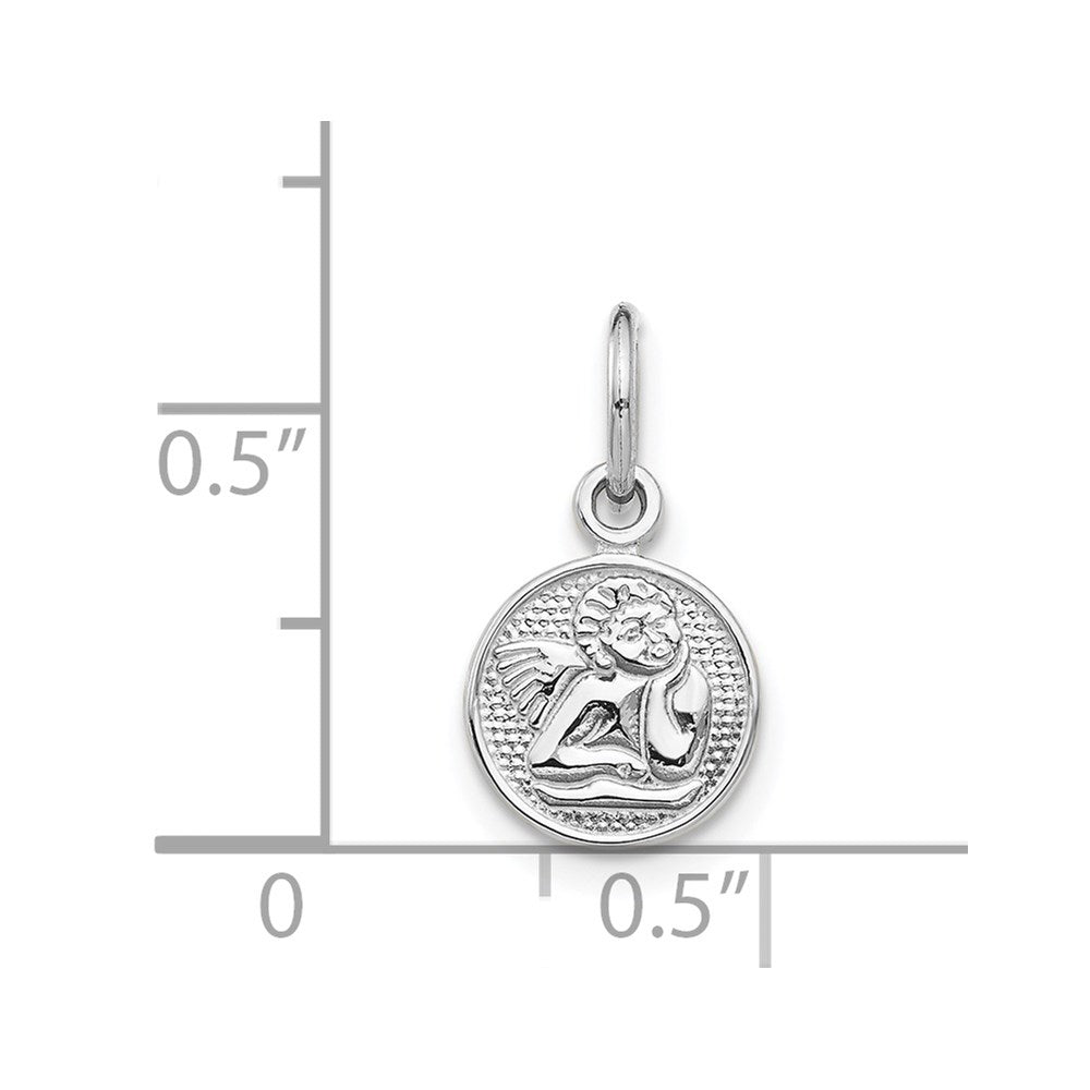 14k White Gold 8.5 mm Small Polished Angel Charm (0.49 grams)