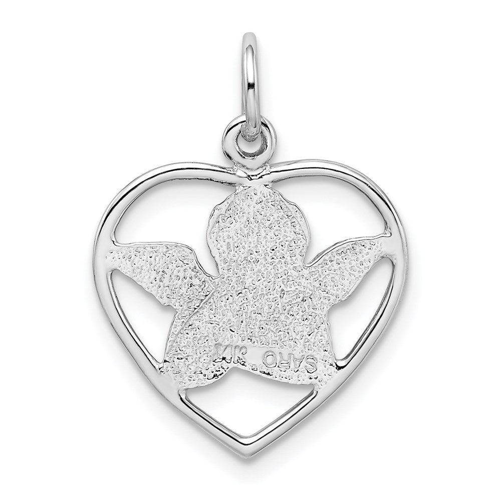 14k White Gold 18 mm Angel in Heart Charm (1.31 grams)