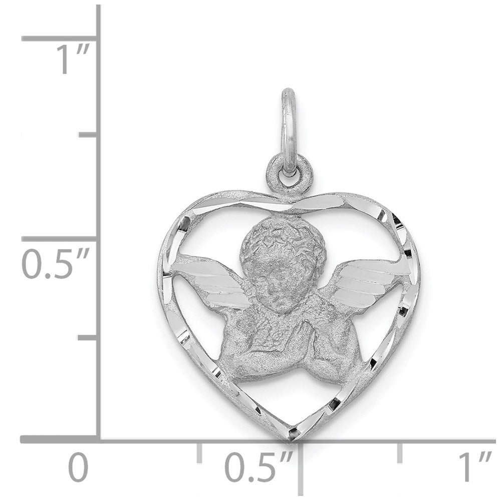 14k White Gold 18 mm Angel in Heart Charm (1.31 grams)