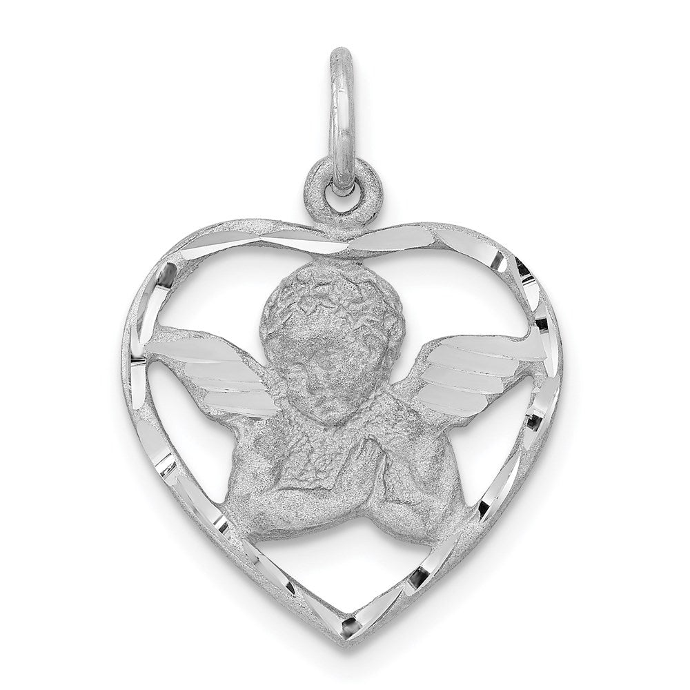 14k White Gold 18 mm Angel in Heart Charm (1.31 grams)