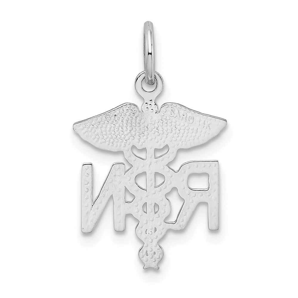 14k White Gold 12 mm RN Registered Nurse Charm (1.06 grams)