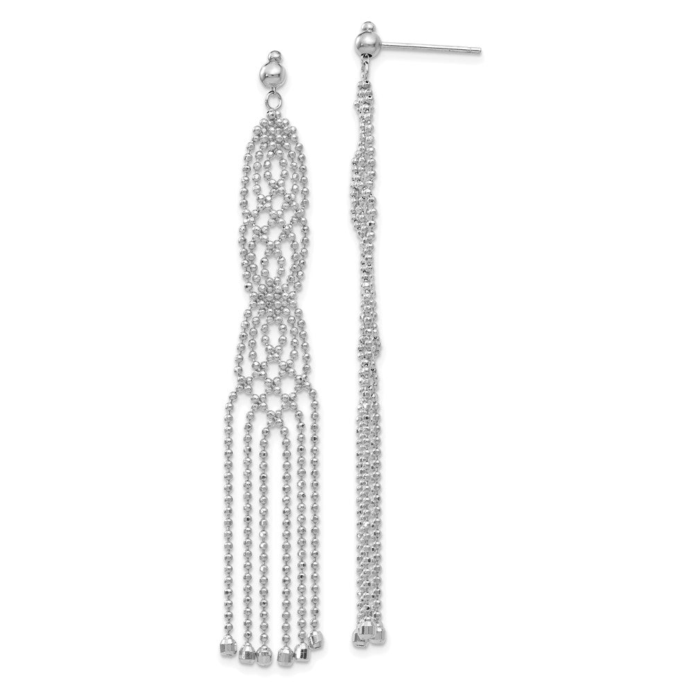 14k White Gold 11 mm Bead Chain Earrings (3.66 grams)