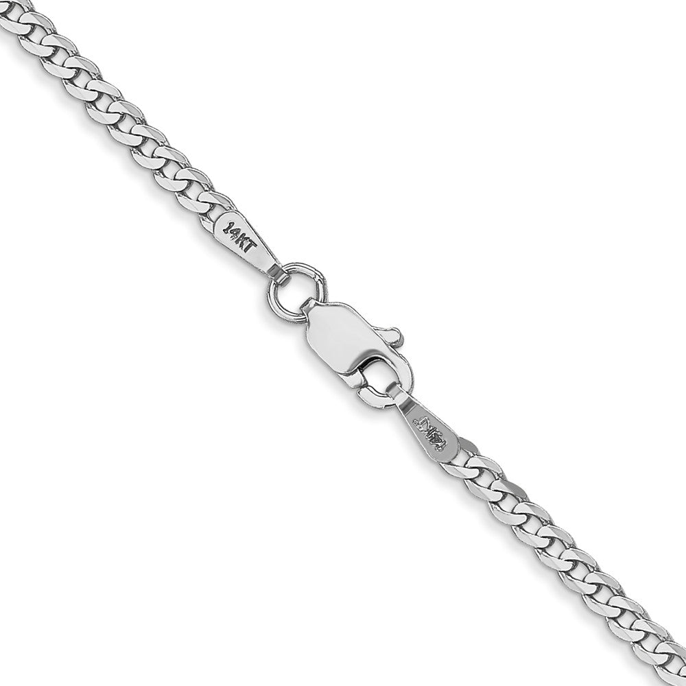 14k White Gold 2.2mm Flat Beveled Curb Chain (3.64 grams)