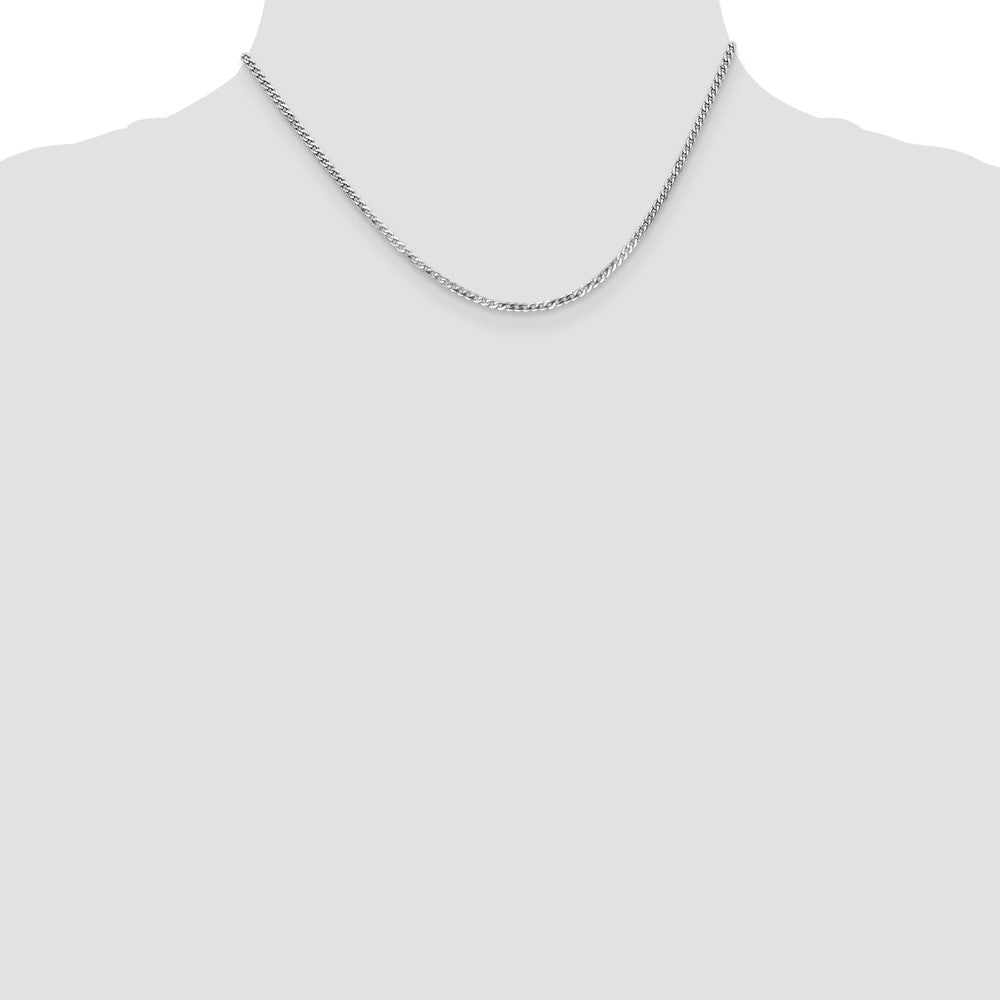 14k White Gold 2.2mm Flat Beveled Curb Chain (3.64 grams)