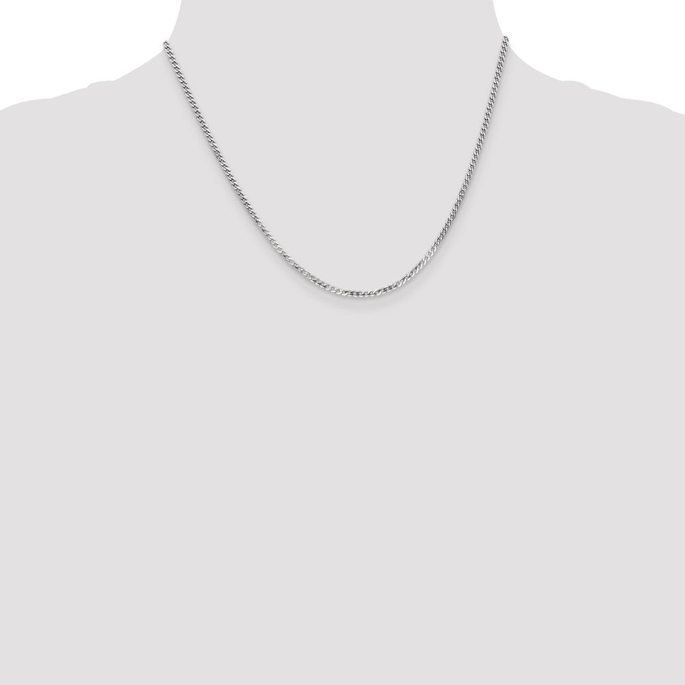 14k White Gold 2.2mm Flat Beveled Curb Chain (3.64 grams)