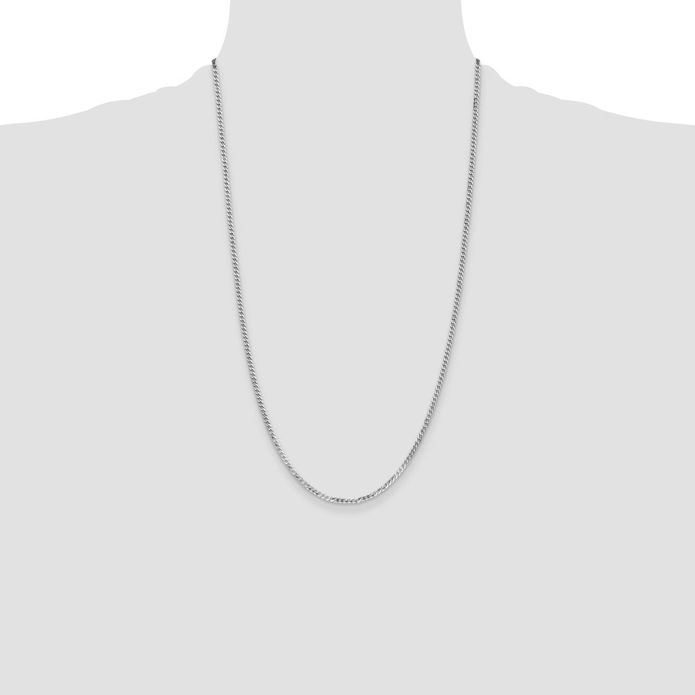 14k White Gold 2.2mm Flat Beveled Curb Chain (3.64 grams)