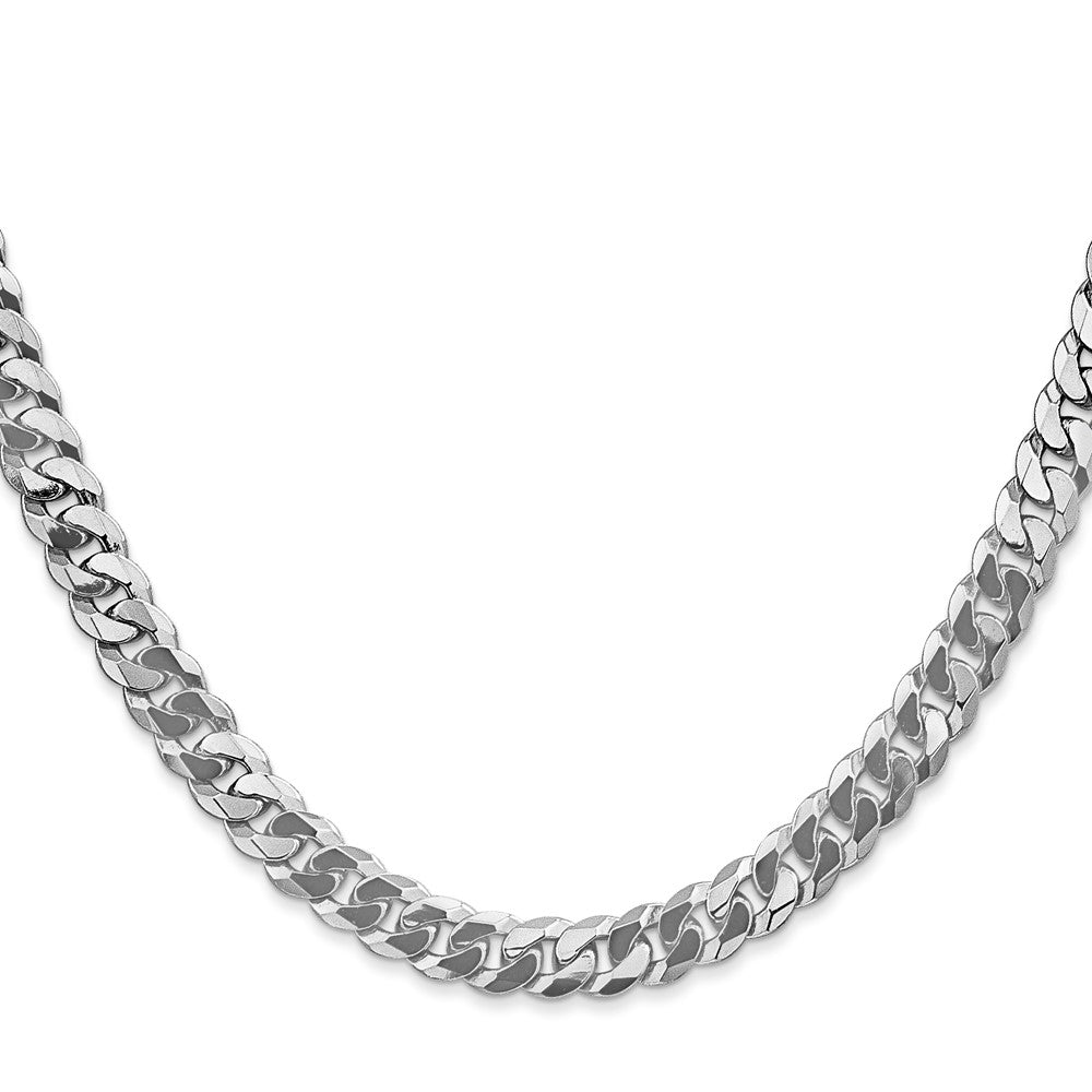 14k WG 6.25mm Flat Beveled Curb Chain (27.85 grams)