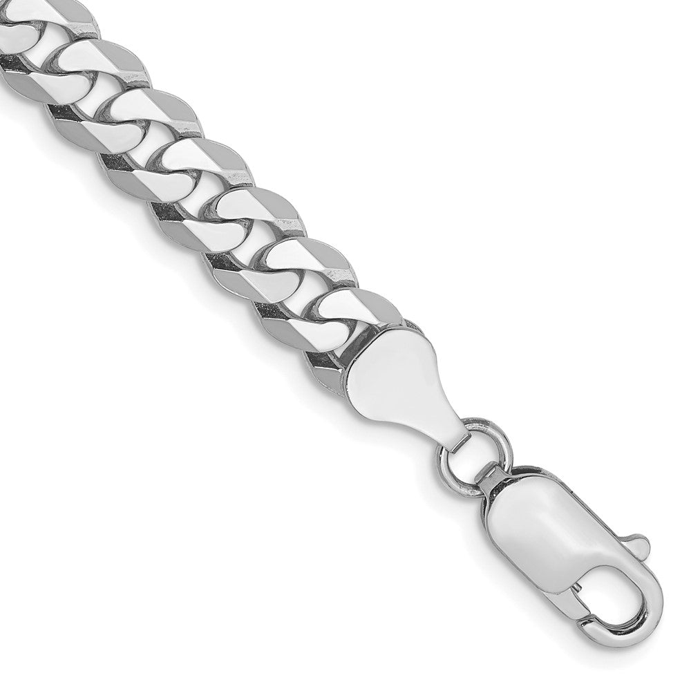 14k WG 6.25mm Flat Beveled Curb Chain Bracelet (10.83 grams)