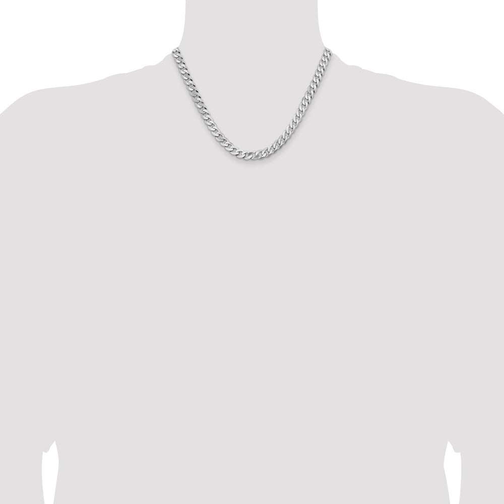 14k WG 7.25mm Flat Beveled Curb Chain (32.52 grams)