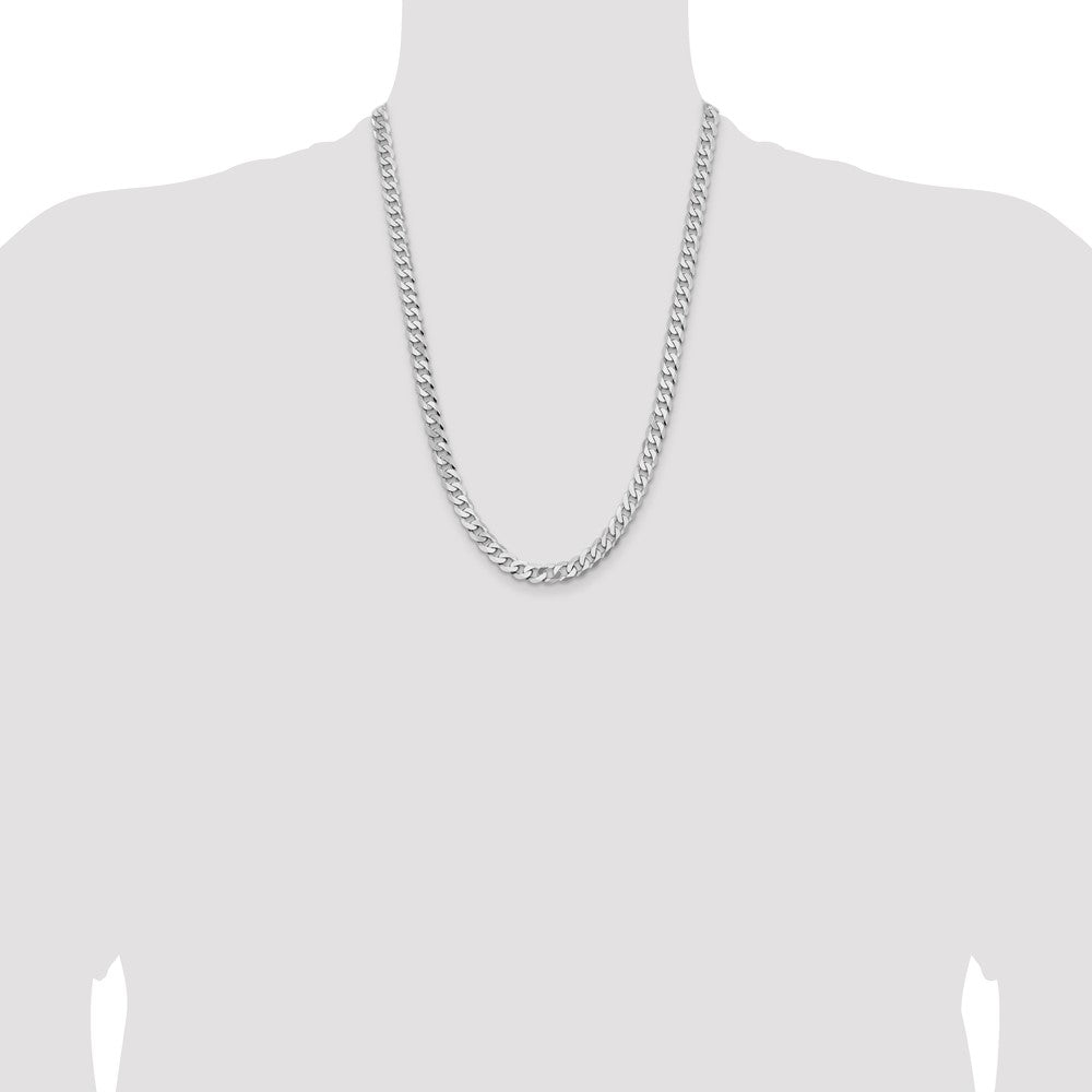 14k WG 7.25mm Flat Beveled Curb Chain (32.52 grams)