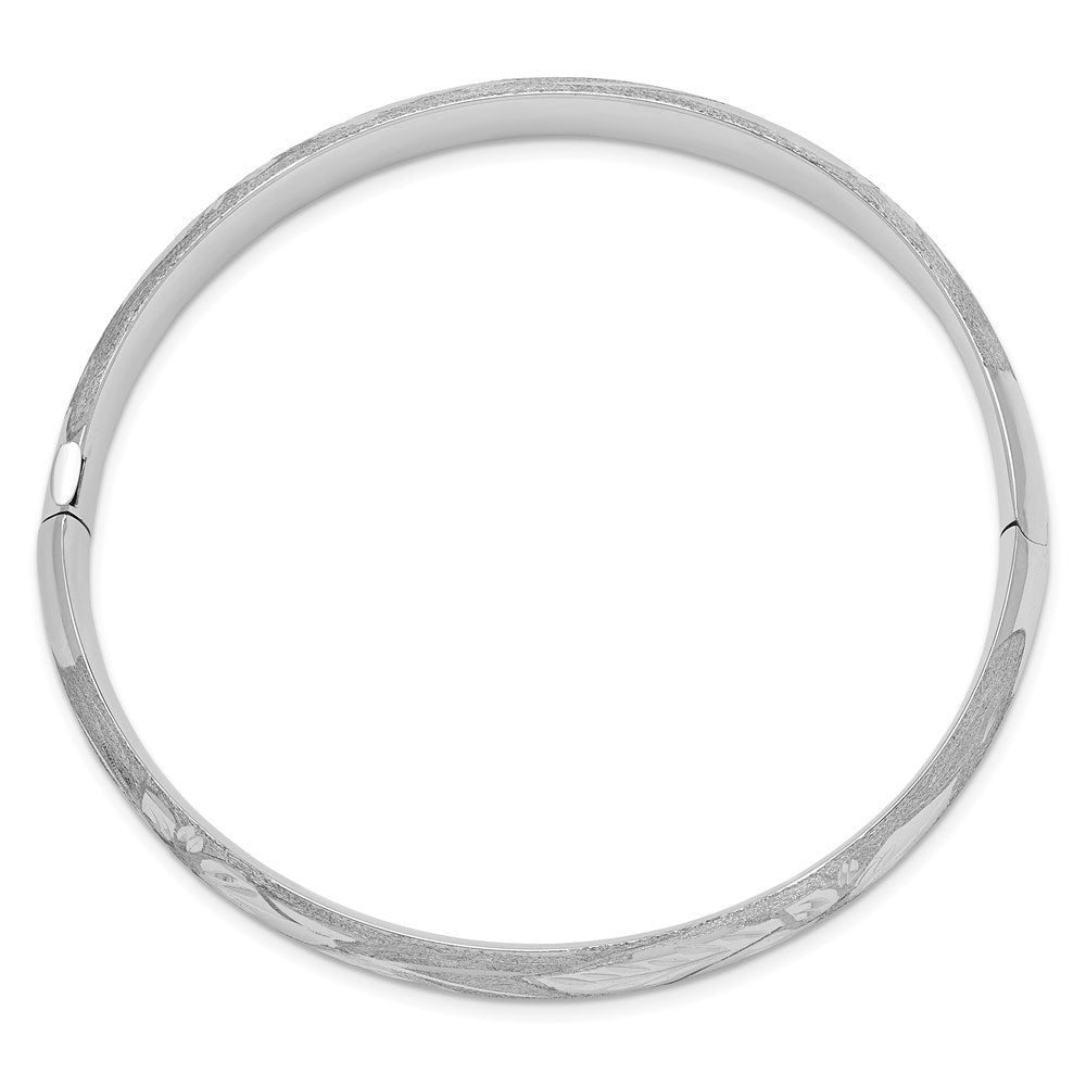 14k White Gold 8 mm 5/16 White Gold Florentine Engraved Hinged Bangle (9.5 grams)